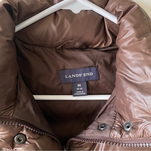 Land's End Brown Puffer Down Winter Jacket Coat Size Medium - Picture 9 of 13